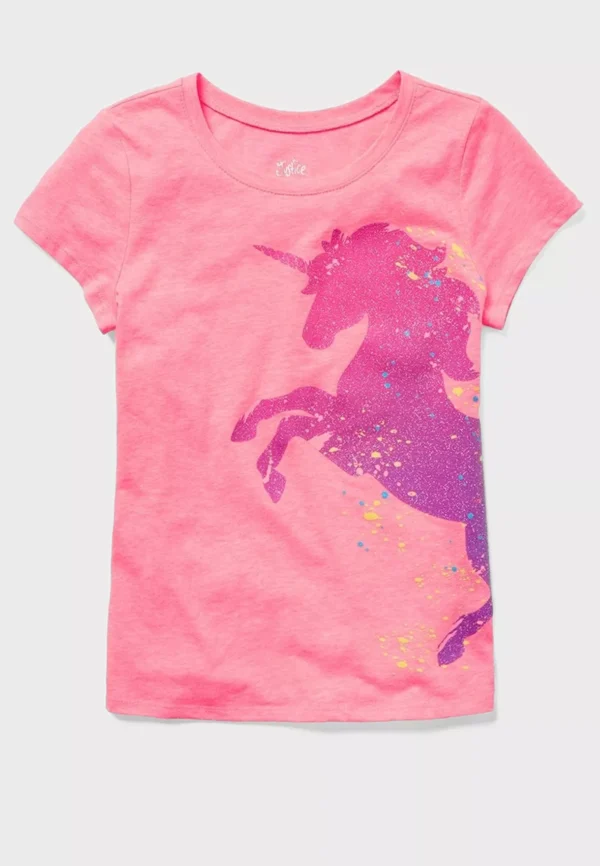 Justice Pink Glittery Unicorn T-Shirt