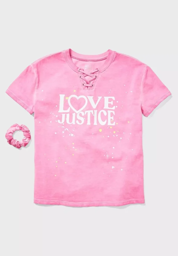 Justice Pink Logo T-Shirt + Headbands Set