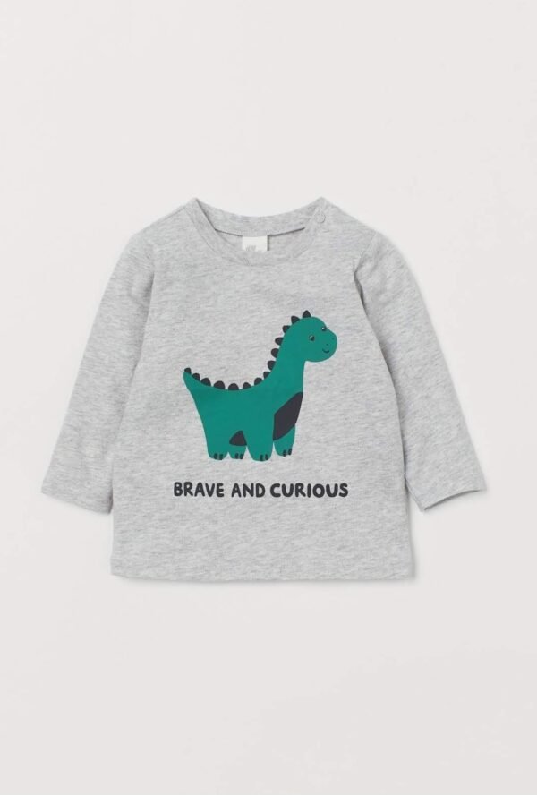H&M Grey Sweatshirt with Green Dino Print