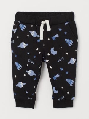 H&M Patterned Sweat Pants Black Space