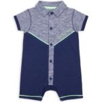 Mothercare Button Down Navy Blue Polo Romper