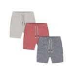 Mothercare Boys Shorts Stripe And Boat Print Pack Of 3 Grey Red
