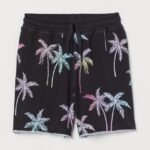 H&M Sweatshirt Black Palm Trees Shorts