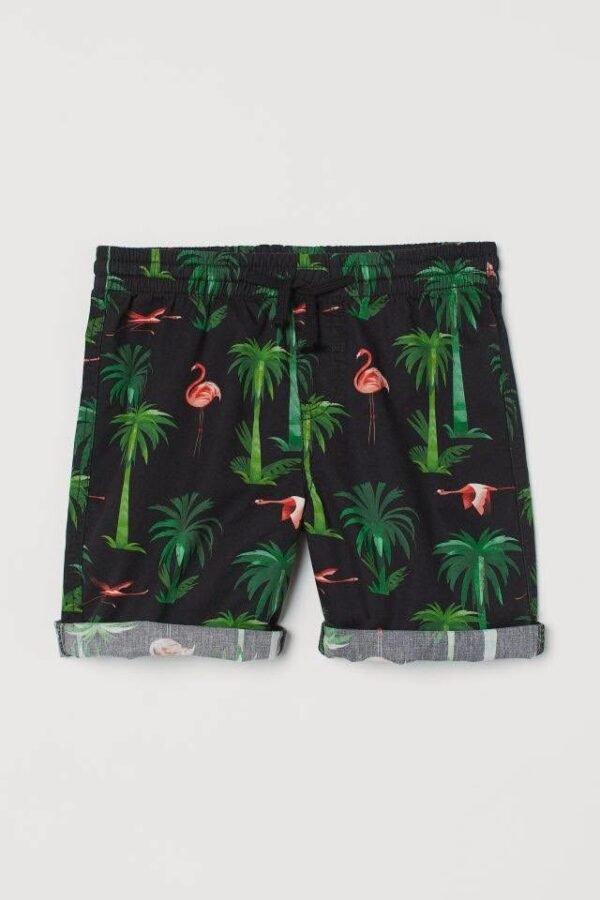 H&M Patterned Black Flamingos Shorts
