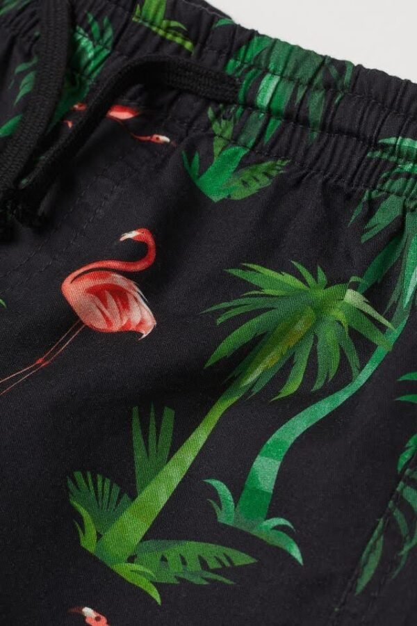 H&M Patterned Black Flamingos Shorts