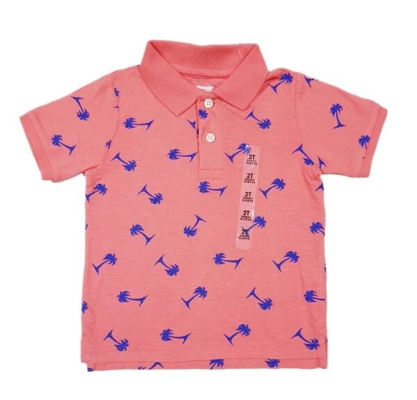 The Children's Place Pink with Blue Palm Tree Polo T-Shirt