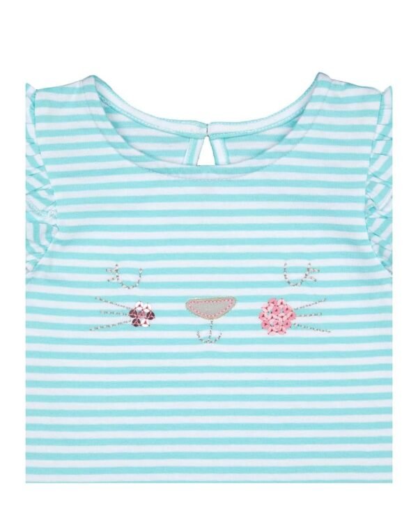 MOTHERCARE Striped Crew-Neck T-shirt with Ruffled Sleeves