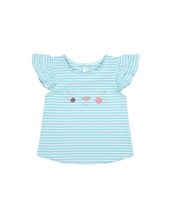 MOTHERCARE Striped Crew-Neck T-shirt with Ruffled Sleeves