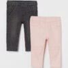 H&M 2-pack Treggings Grey Black Light pink