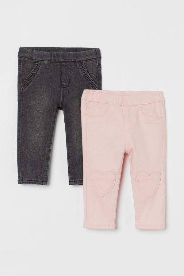 H&M 2-pack Treggings Grey Black Light pink