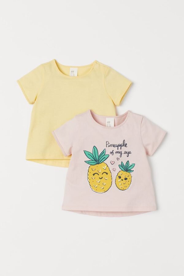 H&M 2-pack Cotton Tops Light Pink & Pineapple