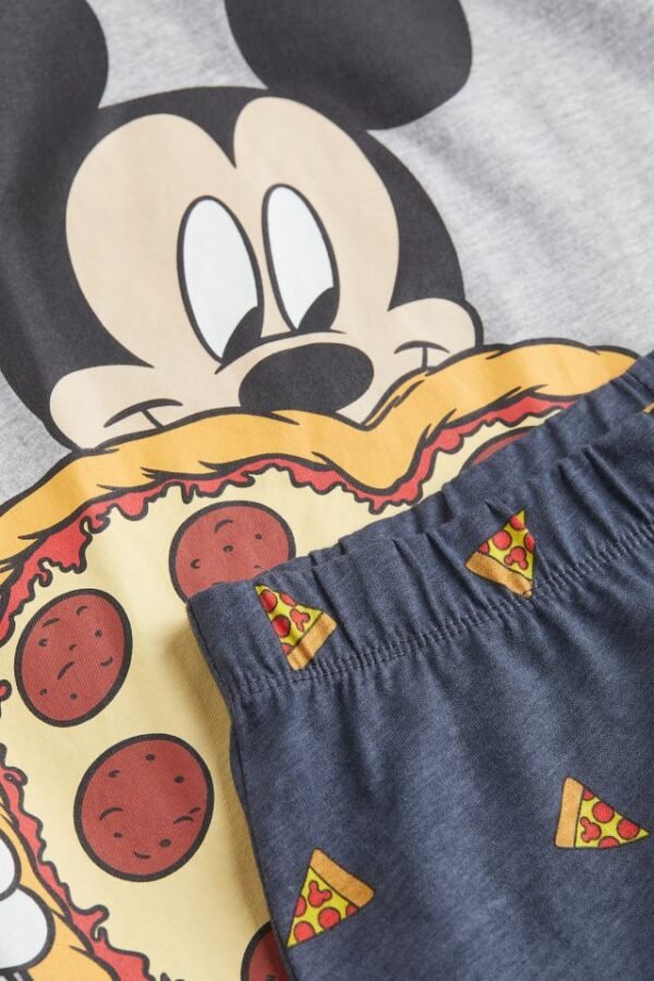 H&M Printed Cotton Pyjamas Grey Marl Mickey Mouse