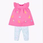 Mothercare Short Sleeve Pink Dress with Trouser