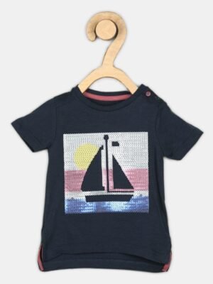 Mothercare Navy Blue Ship Sequins T-Shirt