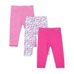 Mothercare 3-PACK GIRLS' FLORAL/STRIPES CROPPED LEGGINGS