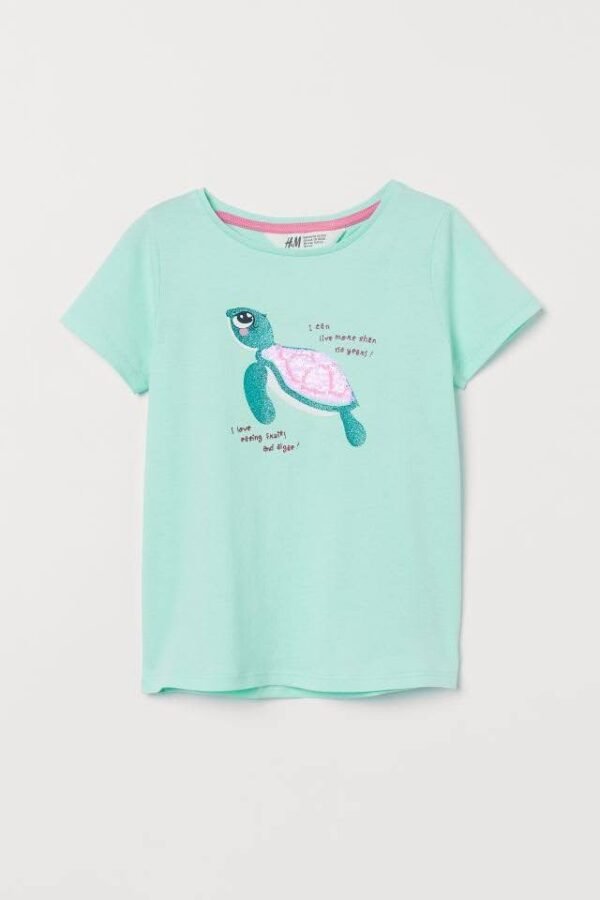 H&M Tee Light Turquoise Turtle T-Shirt