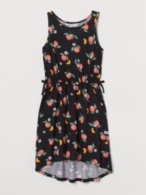 H&M Jersey Crêpe Dress Black/Peaches