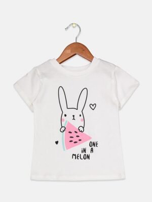 Mothercare Bunny/Melon Printed Short Sleeve White T-Shirts