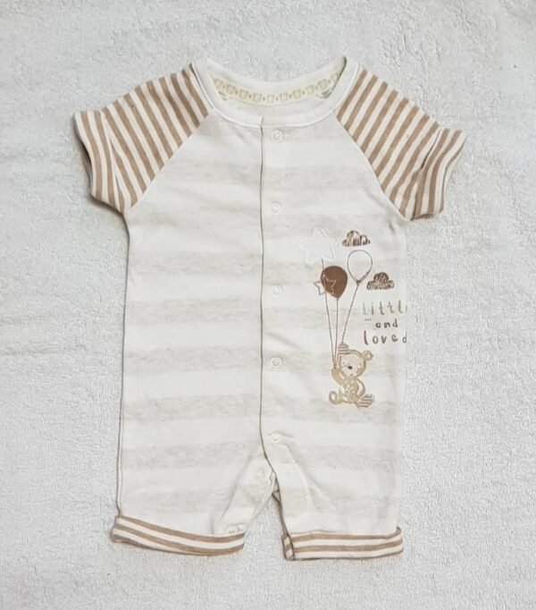 Mothercare White & Brown Romper Little & Loved