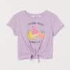 H&M Tie-hem Top Light Purple/Fruit