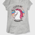 Justice I Love My Unicorn Grey T-Shirt