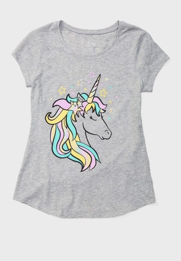 Justice Glittery Unicorn Grey T-Shirt