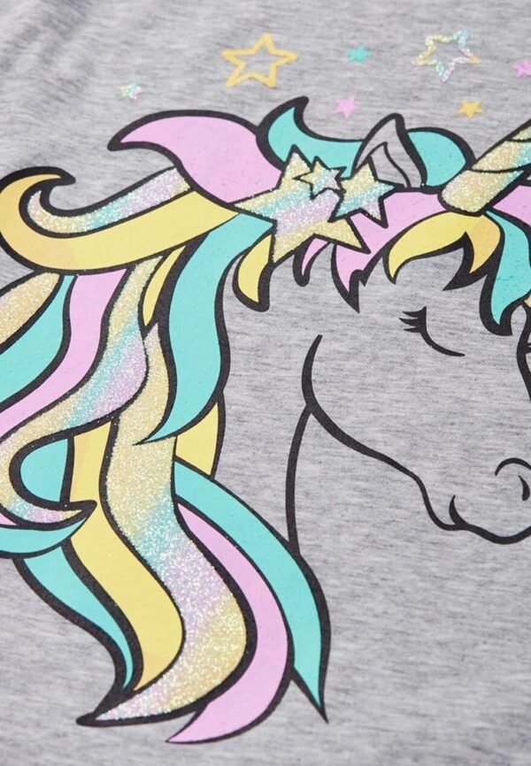 Justice Glittery Unicorn Grey T-Shirt