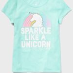 Justice Sparkle Unicorn Sea Green T-Shirt