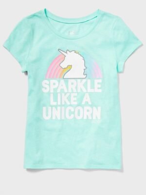 Justice Sparkle Unicorn Sea Green T-Shirt