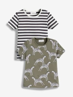 Next Uk Zebra Stripes Pack of 2 T-Shirts