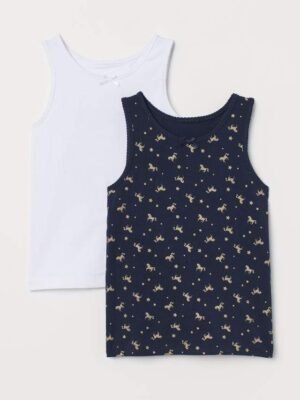 H&M 2-Pack Tank Tops Dark Blue/Unicorns