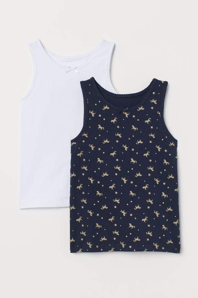 H&M 2-Pack Tank Tops Dark Blue/Unicorns