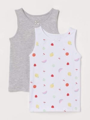 H&M 2-Pack Vest Tops Light Grey Marl/Fruit