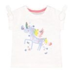 Mothercare Girls T-Shirt Sequined Unicorn Detail White