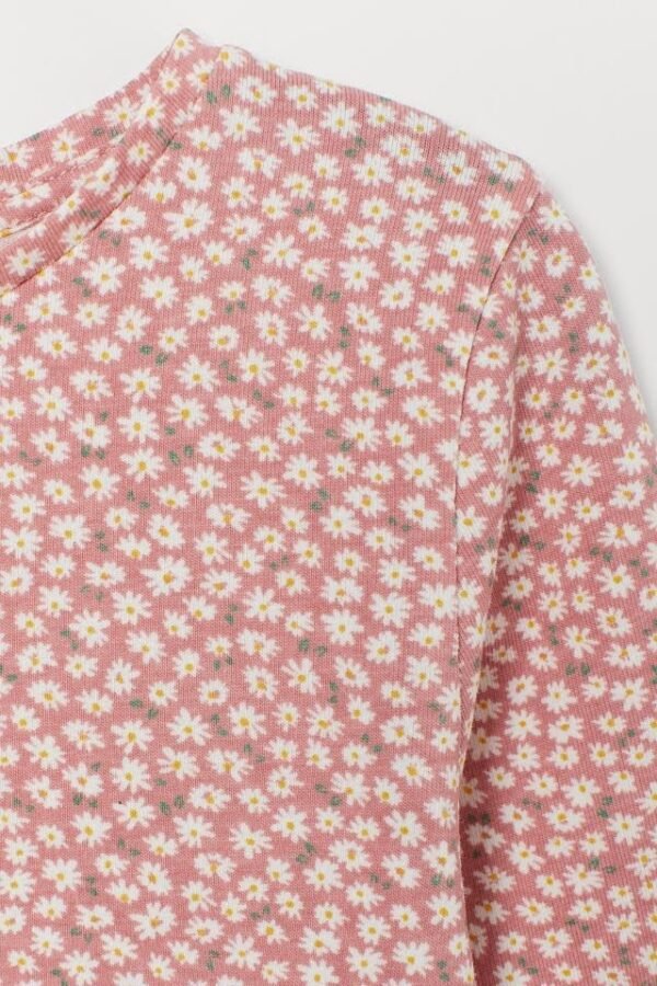 H&M Printed Jersey Top Old Rose/Floral