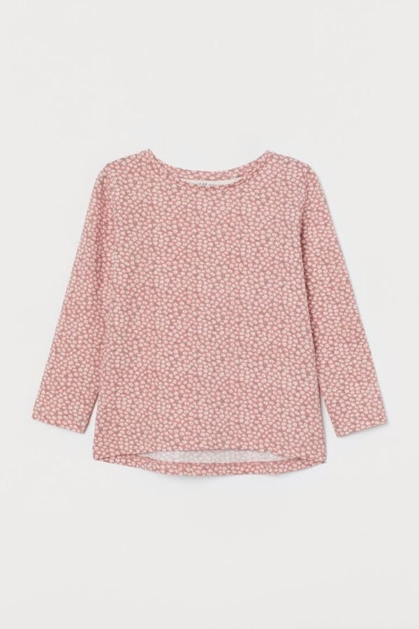 H&M Printed Jersey Top Old Rose/Floral