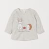H&M Blouse with Print Light Beige Melange/BFF