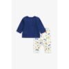 Mothercare Shirt & Pajama Set Blue Flowers