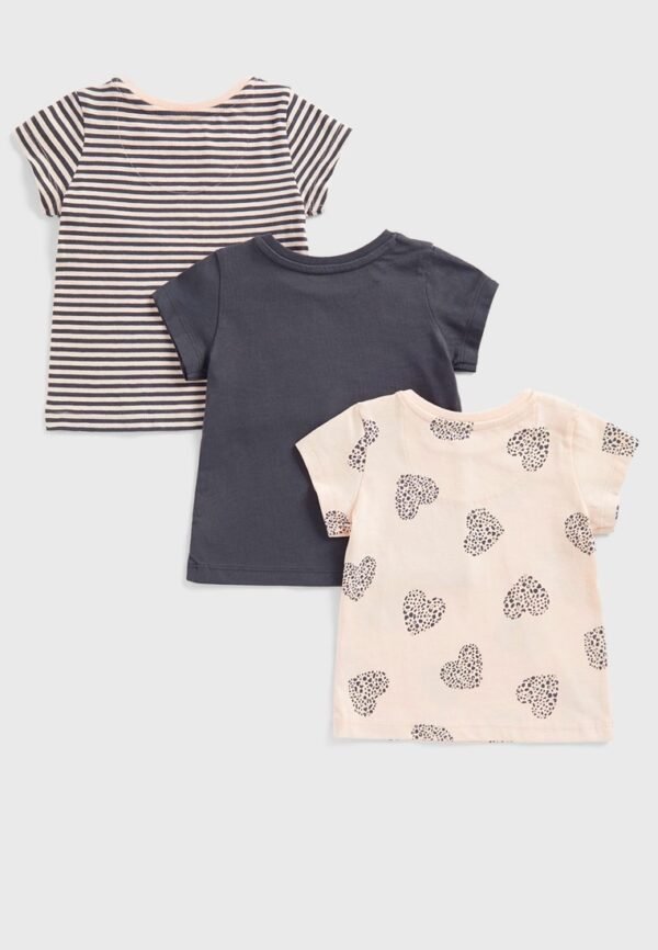 Mothercare T-Shirts Hearts, Plain, Stripe- 3 Pack