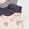 Mothercare T-Shirts Hearts, Plain, Stripe- 3 Pack