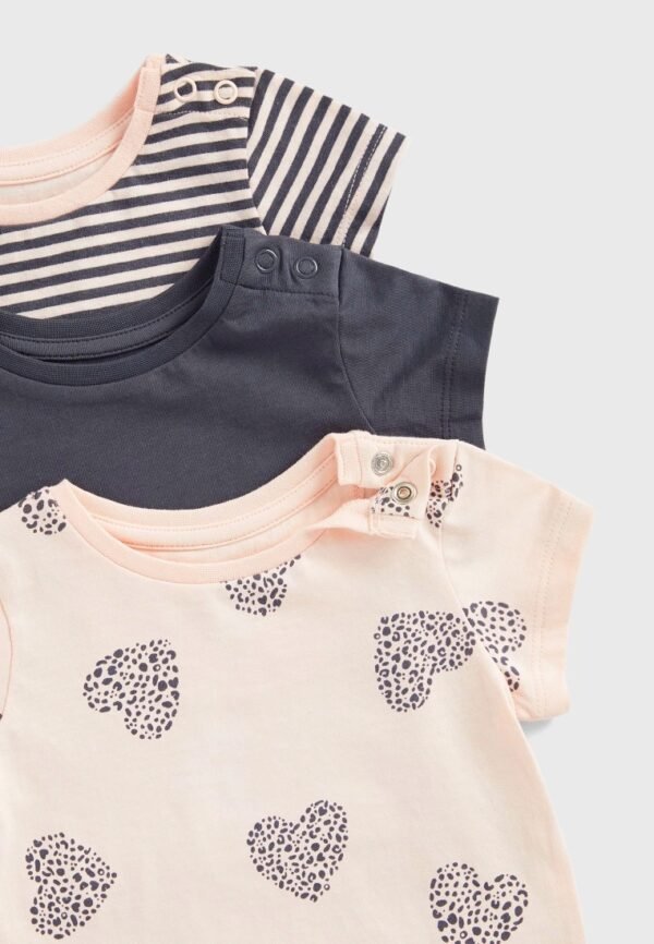 Mothercare T-Shirts Hearts, Plain, Stripe- 3 Pack