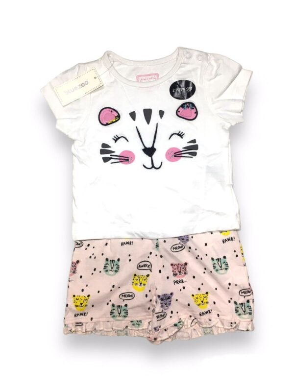Bluezoo Baby Girls Half Sleeves - Rawr Cat