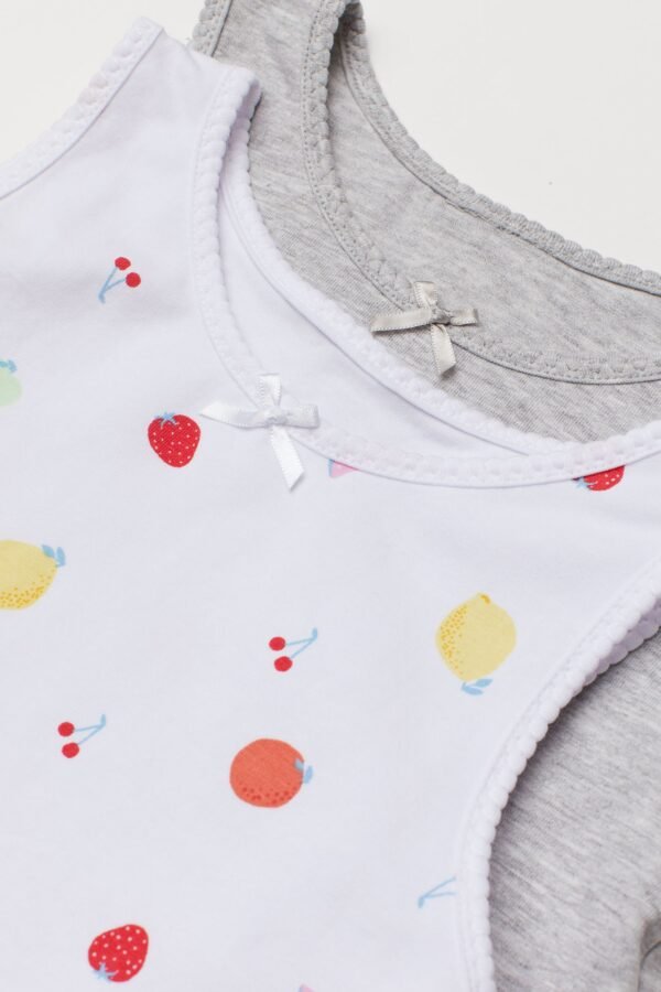 H&M 2-Pack Vest Tops Light Grey Marl/Fruit
