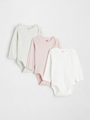 H&M3-pack long-sleeved cotton bodysuits