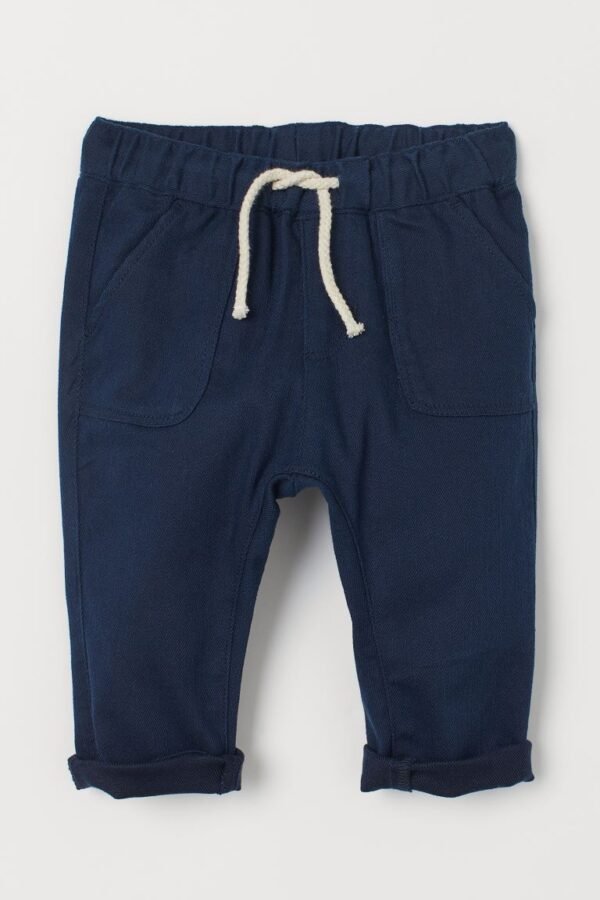 H&M Twill Pull-on Trousers Dark Blue