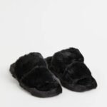 H&M Faux Fur Black Slippers