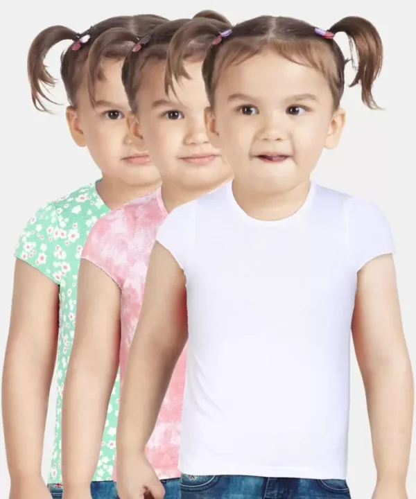 Mothercare Girls Pure Cotton Top (Multicolor, Pack of 3)