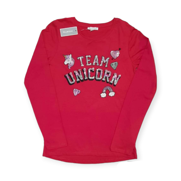 Bluezoo Red Sequins Team Unicorn T-Shirt