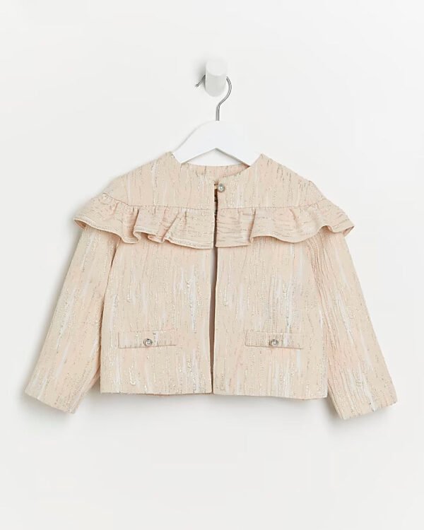 River Island Girls Jacquard Frill Jacket