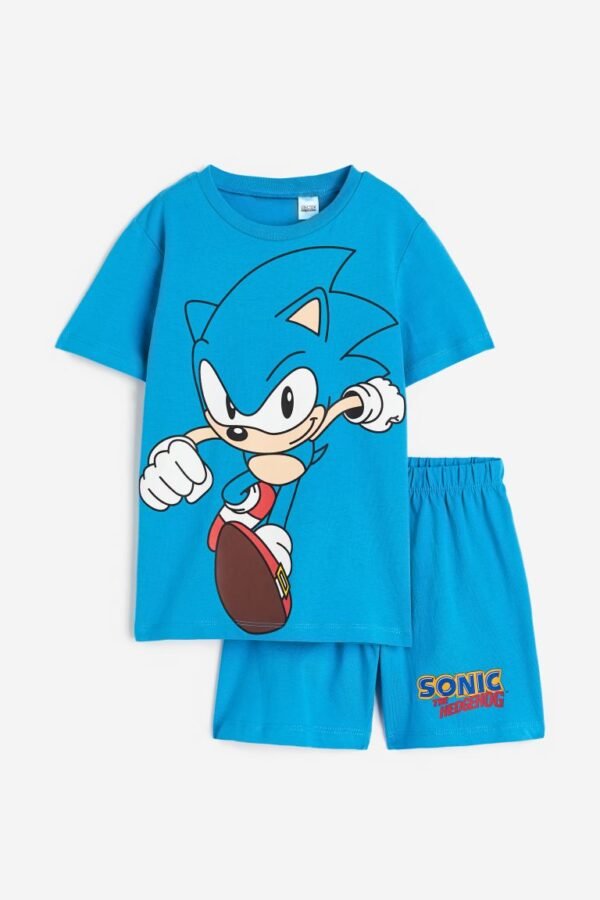 H&M Printed jersey Pyjamas Bright blue/Sonic the Hedgehog